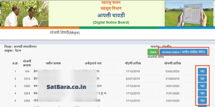 मागील संग्रहित मोजणी नोटीस (Archive)